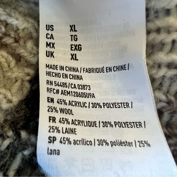 Express Wool Blend Cowl Bell Sleeve Black Gray Marled Sweater Size Large - Picture 6 of 9